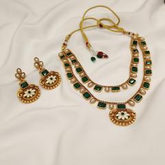 Antique Necklace Set 4 Green Gold