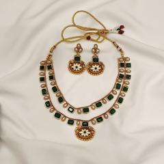 Antique Necklace Set 4 Green Gold