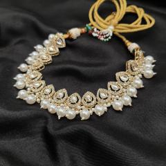 Kundan Chokar Set 3 Pearl Gold