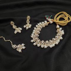 Kundan Chokar Set 3 Pearl Gold