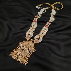 Kundan Long Necklace Set 7 Multi Gold