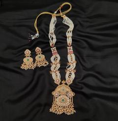 Kundan Long Necklace Set 7 Multi Gold