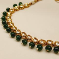 Kundan Necklace Set 3 Green Gold