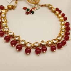 Kundan Necklace Set 4 Red Gold