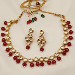 Kundan Necklace Set 4 Red Gold