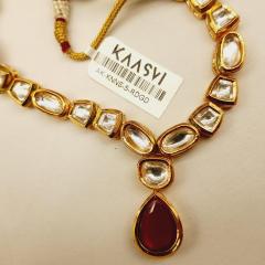 Kundan Necklace Set 5 Red Gold