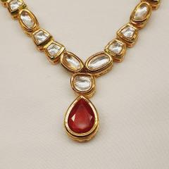 Kundan Necklace Set 5 Red Gold