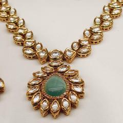 Kundan Necklace Set 7 Mint Gold