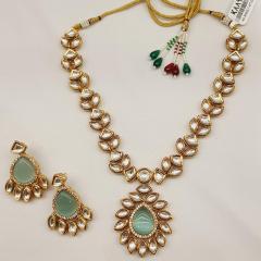 Kundan Necklace Set 7 Mint Gold