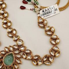 Kundan Necklace Set 7 Mint Gold