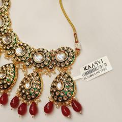 Kundan Necklace Set 1 Ruby Green Gold