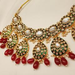 Kundan Necklace Set 1 Ruby Green Gold