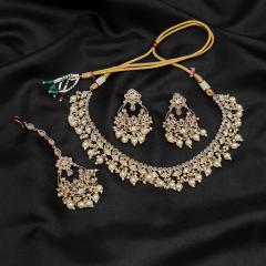 Mehandi Polish Reverse AD Necklace Set 1 Purple Gold