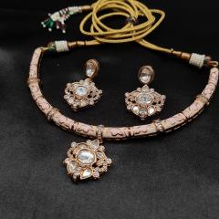 Premium Kundan Necklace Set 2 Mina Gold