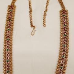 Temple Long Necklace Set 1 Ruby Gold