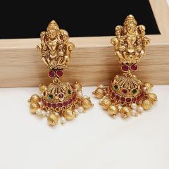 Temple Long Necklace Set 1 Ruby Gold