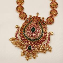 Temple Long Necklace Set 2 Ruby Gold