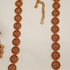 Temple Long Necklace Set 2 Ruby Gold