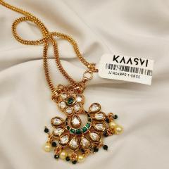 AC Kundan Pendant Set 1 Green Gold