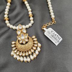 AC Kundan Pendant Set 3 Pearl Gold