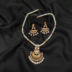 AC Kundan Pendant Set 3 Pearl Gold