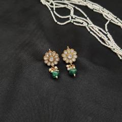 Kundan Pendant Set with Emerald Mala - 3 Gold Emerald