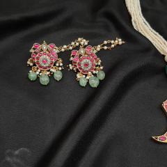 Kundan Pendant Set with Pearl Mala - KNPSPRM 1 Ruby Gold